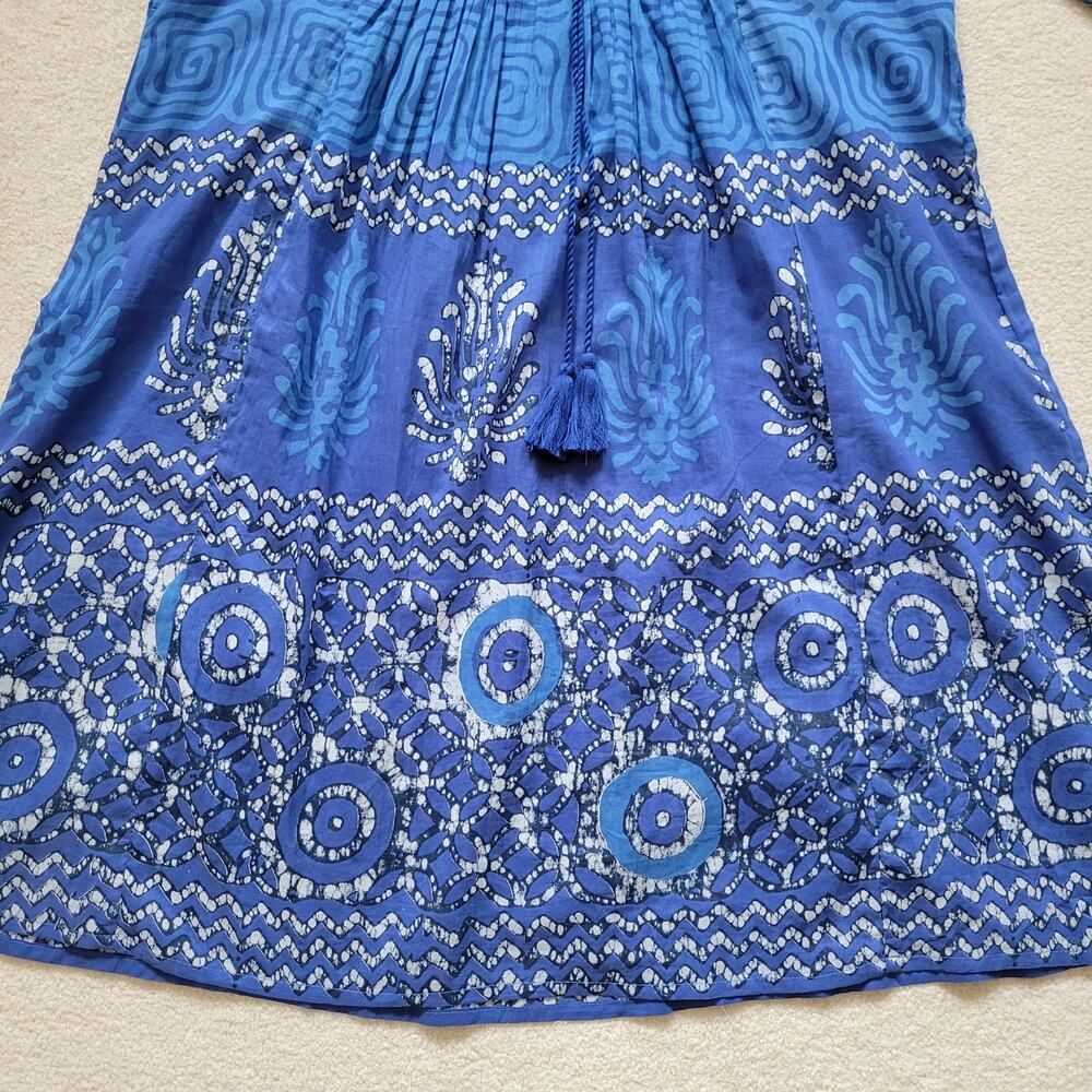 EUC Novica M Embroidered Tunic Dress Tassel Midi/Mini Boho Beachy Cruise Blue - Picture 3 of 16